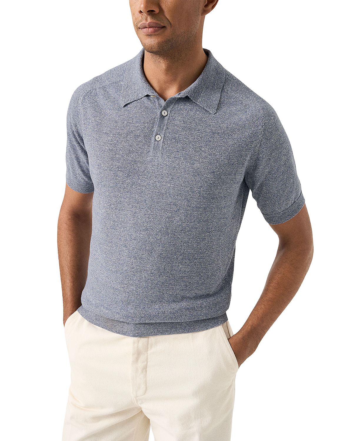 Eton Linen Blend Knit Polo Shirt