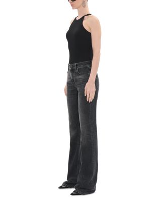 Flora Mid Rise Flare Leg Jeans in Authentic Black Wash