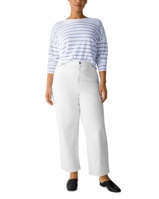 High Rise Straight Ankle Jeans in White