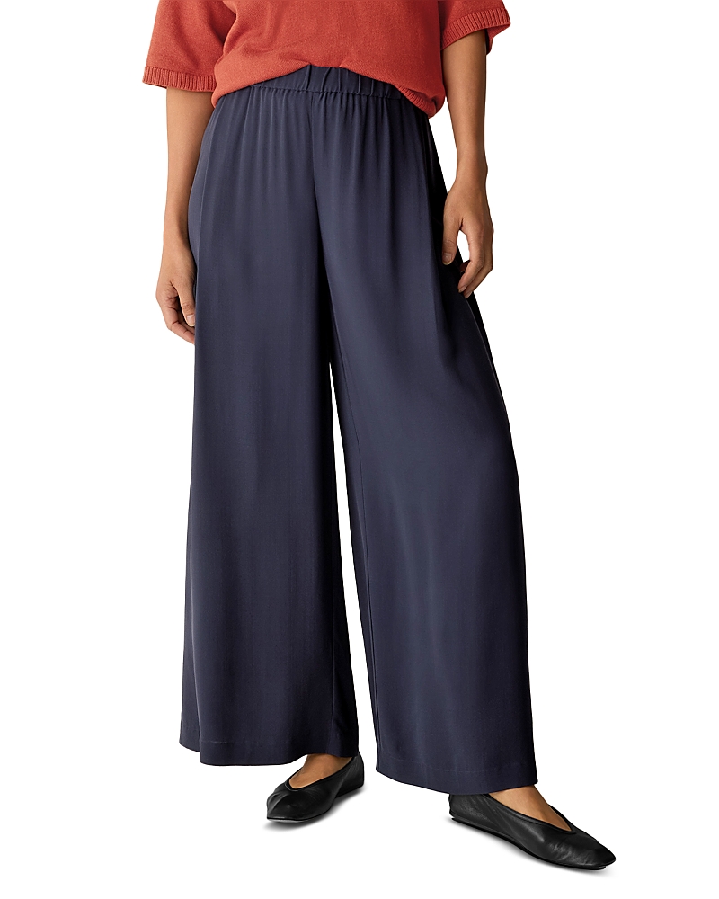 Eileen Fisher Silk Georgette Crepe Wide Ankle Pants