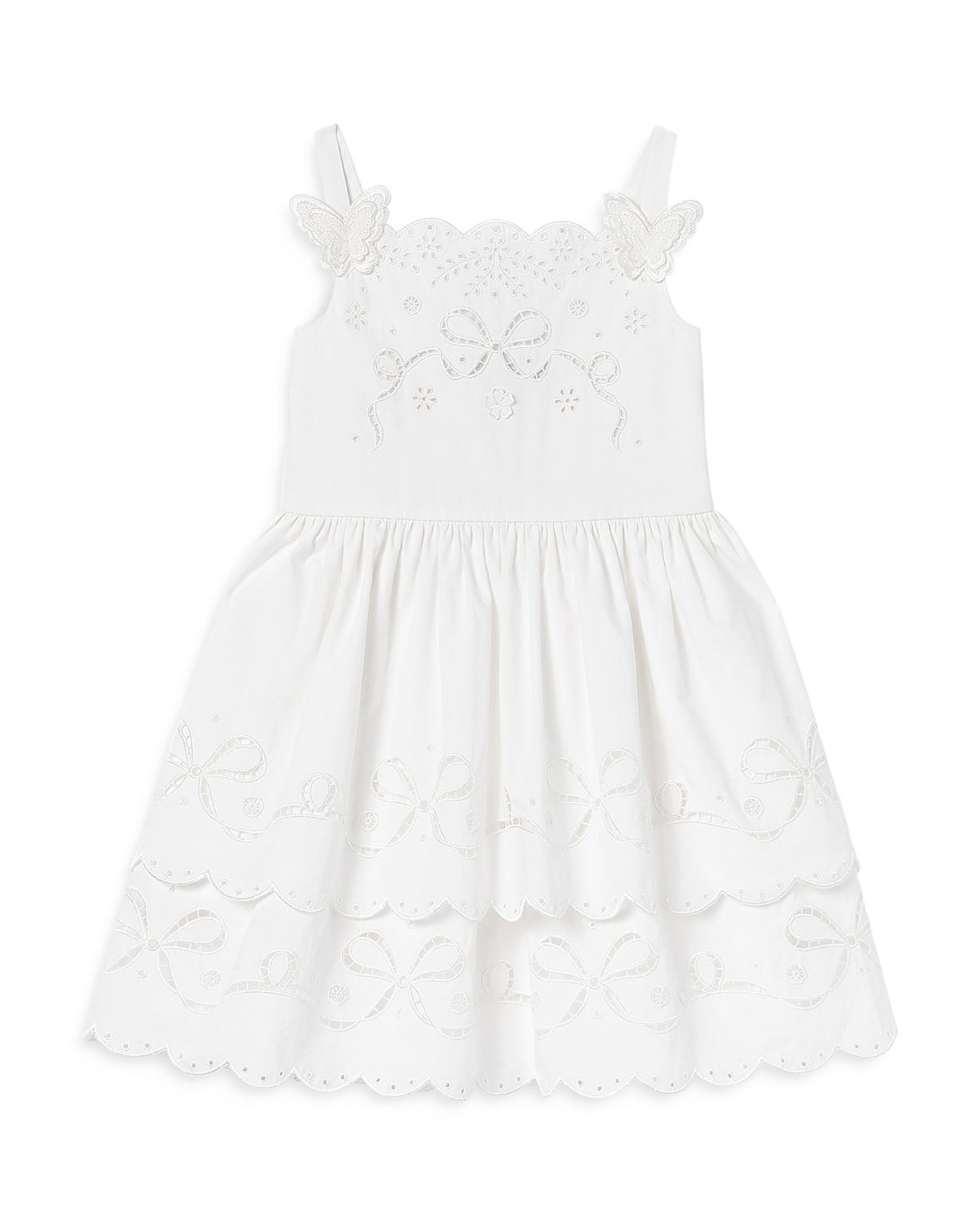 Self-Portrait Girls' Cotton Embroidered Dress - Little Kid, Big Kid