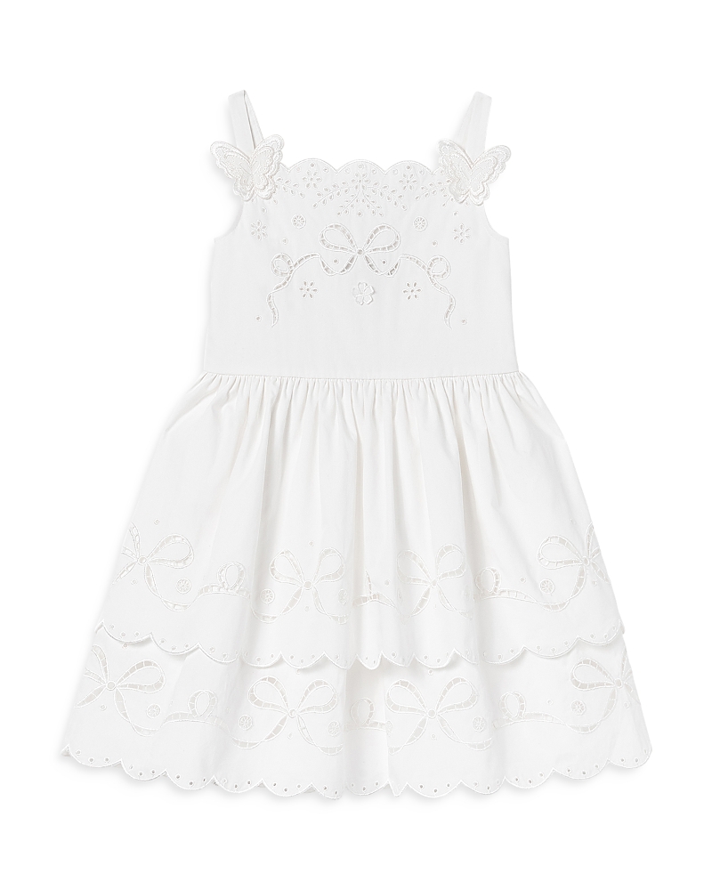 Self-Portrait Girls' Cotton Embroidered Dress - Little Kid, Big Kid
