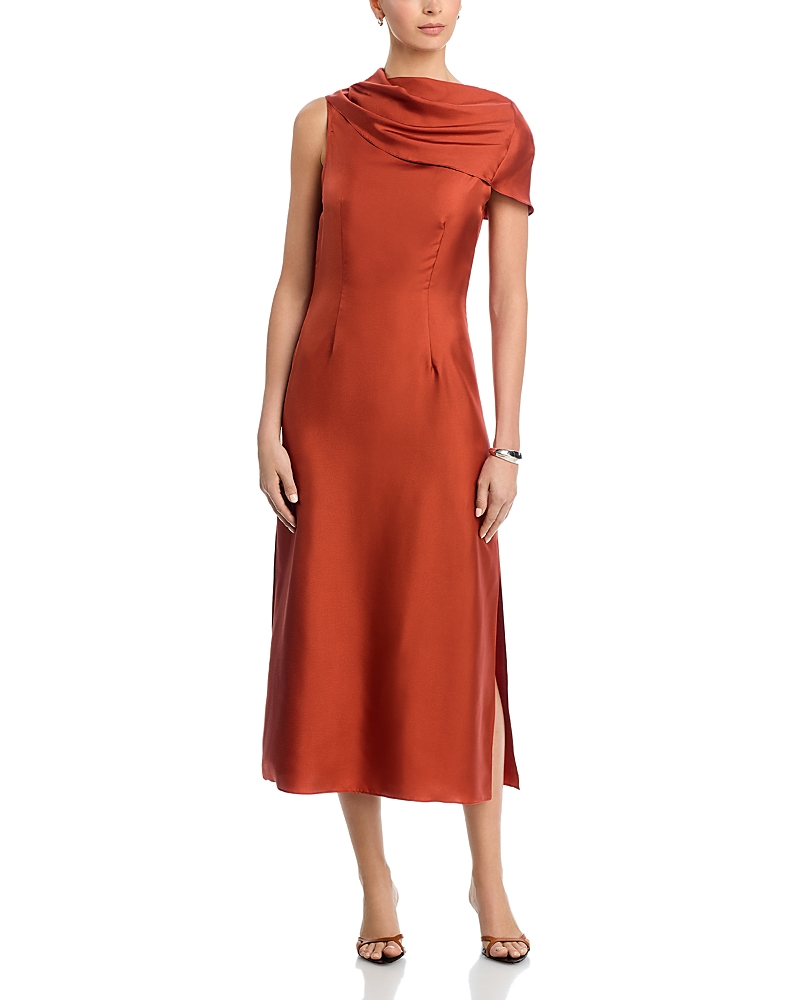 Argent Silk Funnel Neck Dress