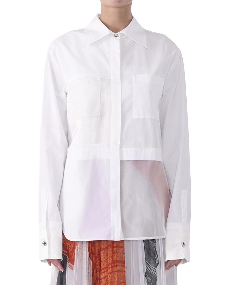 Jason Wu Collection Collage Long Sleeve Zip Up Cotton Shirt