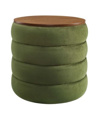 Mezzo Round Performance Velvet Storage Ottoman