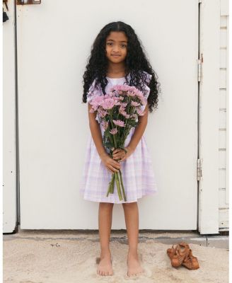 Girls' Linen Flutter Sleeve Pinafore Dress - Little Kid, Big Kid