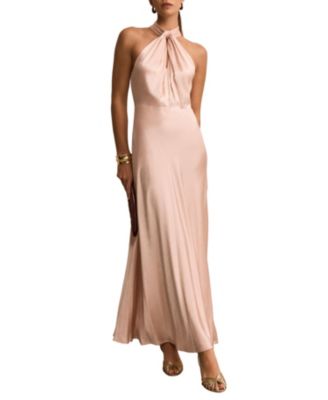  Women's Satin Halter Maxi Dress