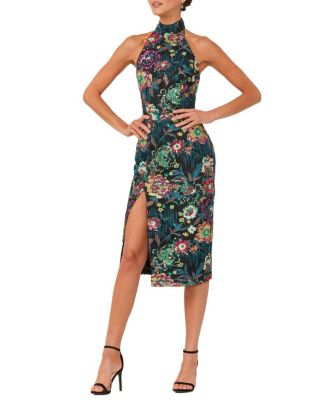 Paige Halter Floral Sequin Midi Sequin Dress
