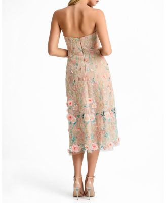  Francine Sweetheart Strapless Floral Midi Dress