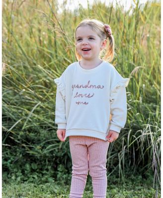 Girls' Ruffle Slouch Grandma Loves Me Sweatshirt - Baby, Little Kid
