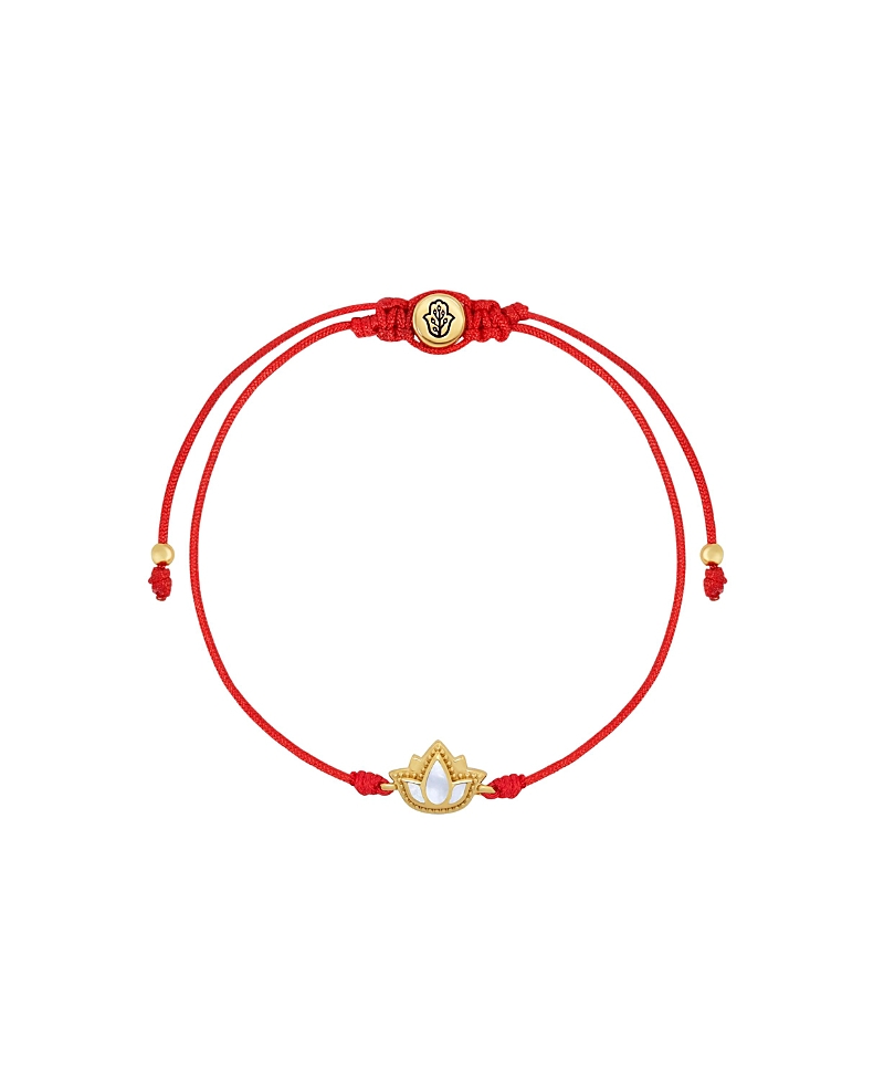 Karma and Luck Blossoming Spirit 6 mm Mother of Pearl Lotus Drawstring Bracelet