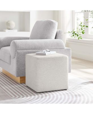  Callum 17" Square Woven Heathered Fabric Upholstered Ottoman