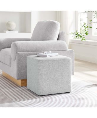  Callum 17" Square Woven Heathered Fabric Upholstered Ottoman
