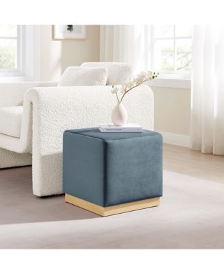  Tilden 17" Square Performance Velvet Upholstered Ottoman