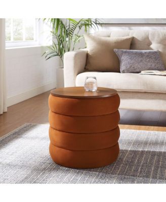 Mezzo Round Performance Velvet Storage Ottoman