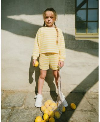 Girls' Elastic Waist Scoop Pockets Striped Shorts - Big Kid