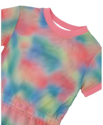 Girls' Mesh Short Sleeves Elastic Waist Beach Dress - Big Kid