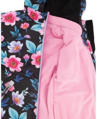  Girls' 3-in-1 Two-Piece Flowers Mid-Season Inner Jacket Outerwear Set - Big Kid