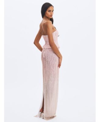 Tosca Beaded Gradient Strapless Maxi Dress