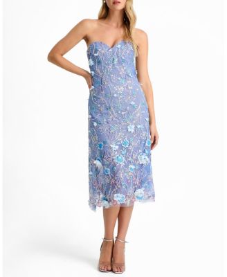 Francine Sweetheart Strapless Floral Midi Dress