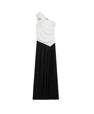 One-Shoulder Contrast Maxi Dress