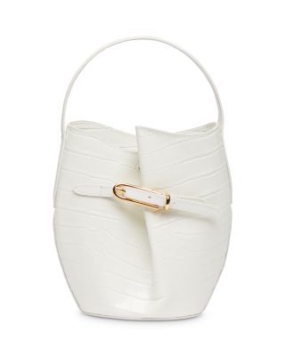 Mini Embossed Leather Belted Bucket Bag