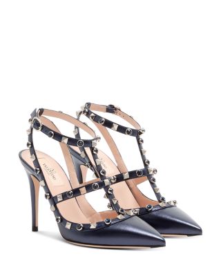 Women's Rockstud Embellished Cutout Leather Pumps