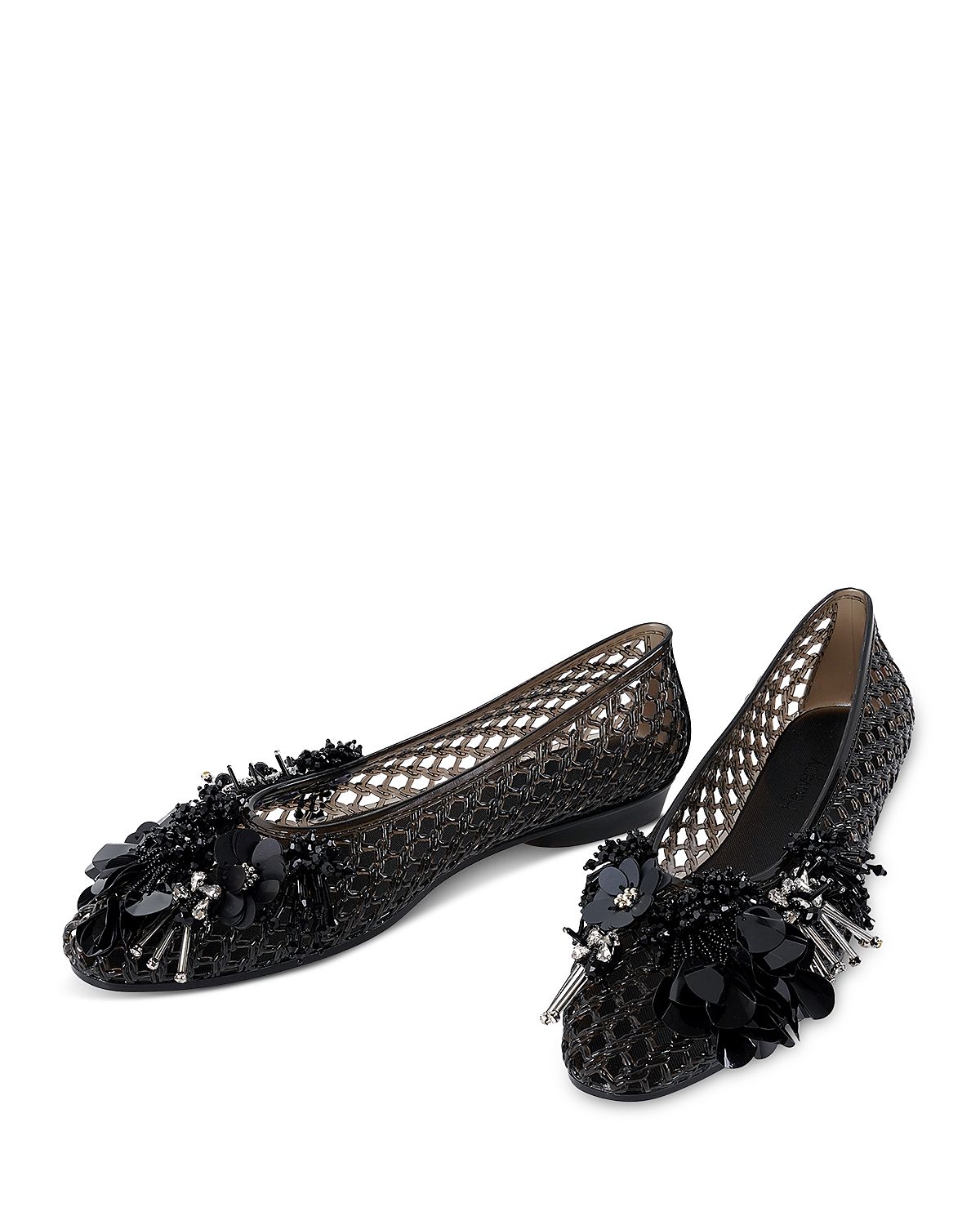 Heavenly Jelly Women's Glam Sequin Flower Black Jelly Shoes