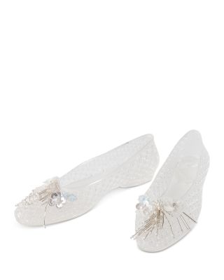 Women's Camelia Sequin & Imitation Pearl Clear Gold Jelly Shoes