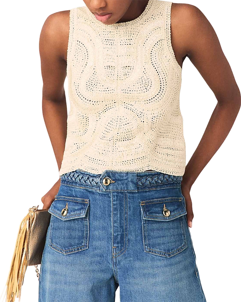Maje Sleeveless Crochet Knit Top