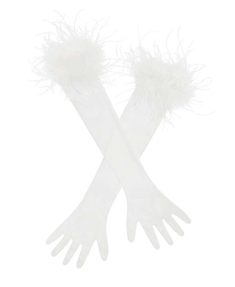 Miss Circle Quinn Feather Trimmed Opera-Length Gloves