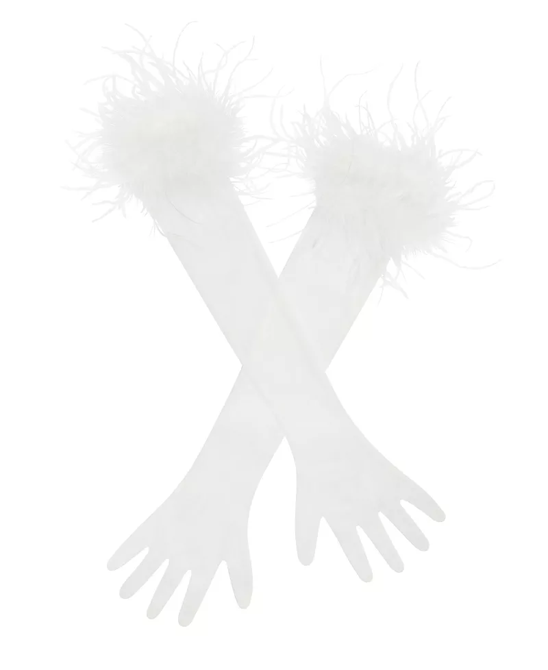 Miss Circle Quinn Feather Trimmed Opera-Length Gloves