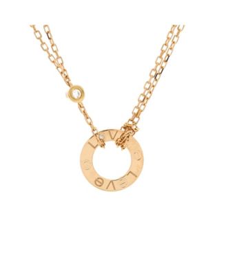  2 Diamonds Love Pendant Necklace 18K Gold and Diamonds, 16.25"
