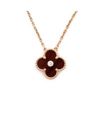  Vintage Alhambra Pendant Necklace Limited Edition 18K Rose Gold and Bull's Eye with Diamond, 16.25"