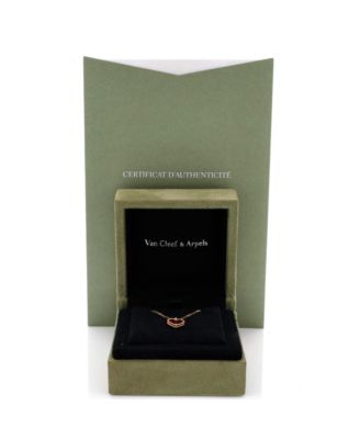  Sweet Alhambra Heart Pendant Necklace 18K Rose Gold and Carnelian, 15.75"