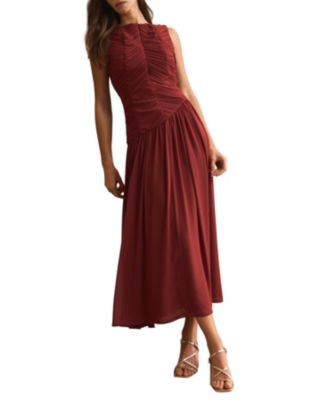  Women's Ruched Detail Midi Dress