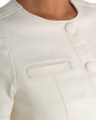 Collarless Short Sleeve Cropped Jacket