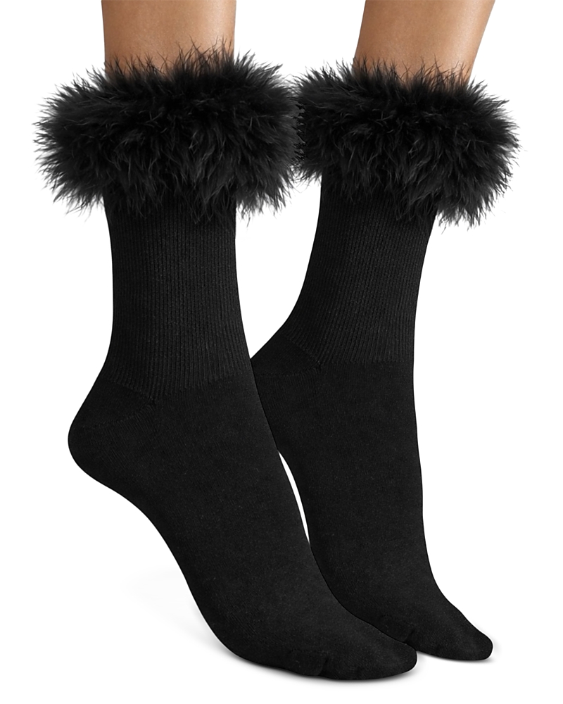 High Heel Jungle Frou Frou Faux Fur Trim Socks