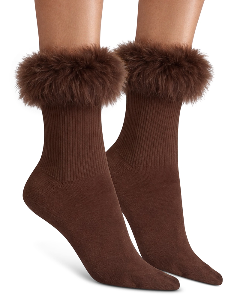 High Heel Jungle Frou Frou Faux Fur Trim Socks