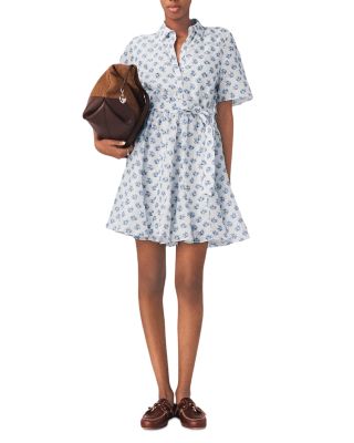Short Patterned Linen-Blend Dress