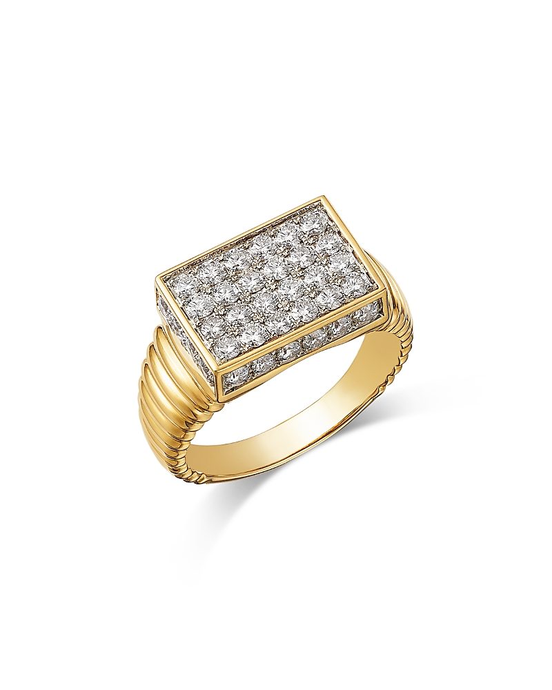 Bloomingdale's Fine Collection Diamond Square Cluster Ridged Ring in 14K Yellow Gold, 1.4 tcw
