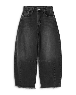 Payton High Rise Barrel Leg Crop Jeans in Washed Black