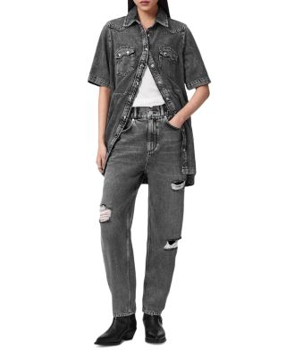 Daisy High Rise Tapered Jeans in Washed Grey