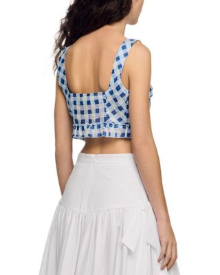 Josie Gingham Linen Blend Crop Top