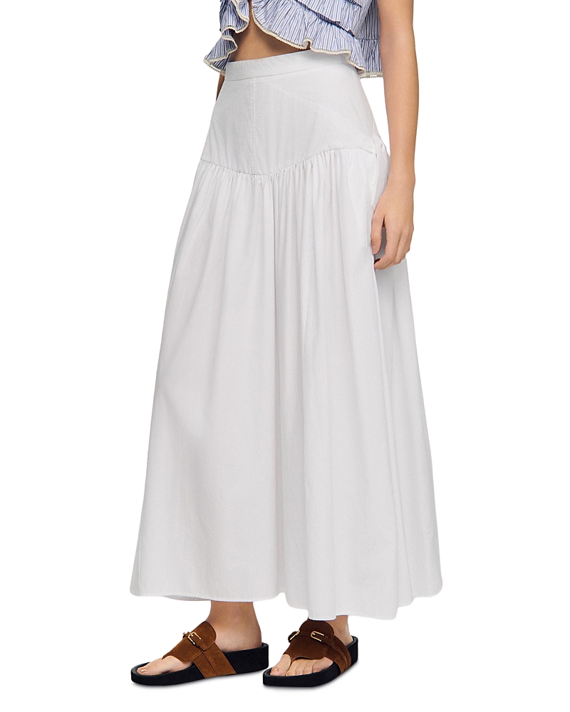 Sandro Aleonor Poplin Side Tie Maxi Skirt
