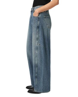 Carter High Rise Stripe Wide Leg Jeans in Titan Blue