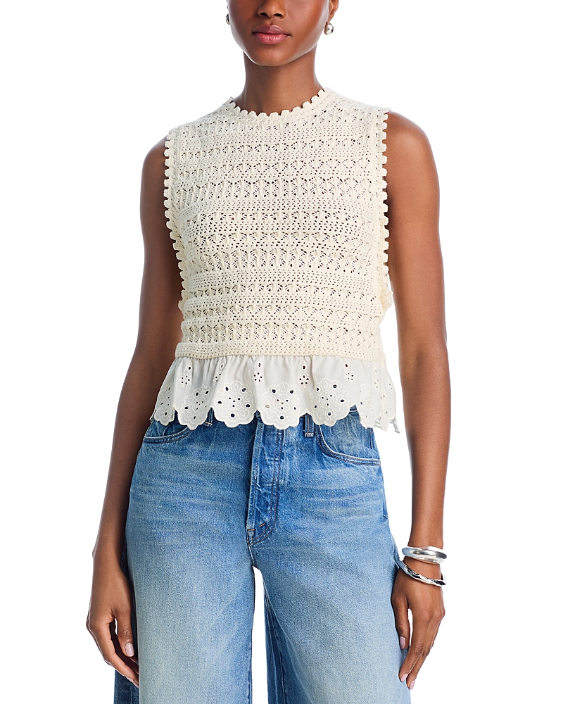 Aqua Pointelle Eyelet Tank - Exclusive