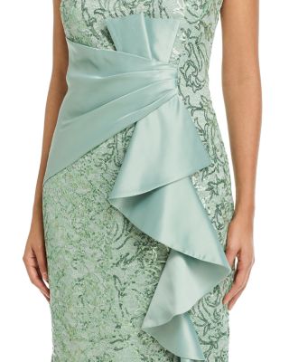 Sleeveless Gown with Ruffle Gathered Front