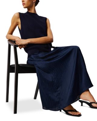 Pliss&eacute; Column Midi Skirt