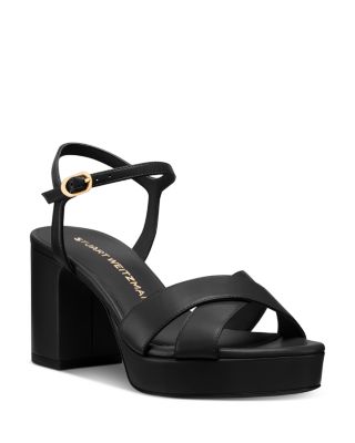 Stuart Weitzman Women's Dayna Leather Platform Sandals In Black